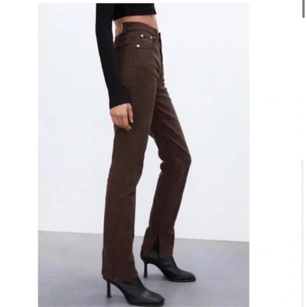 Zara split hem Brown jeans Size 4 - Picture 2 of 7